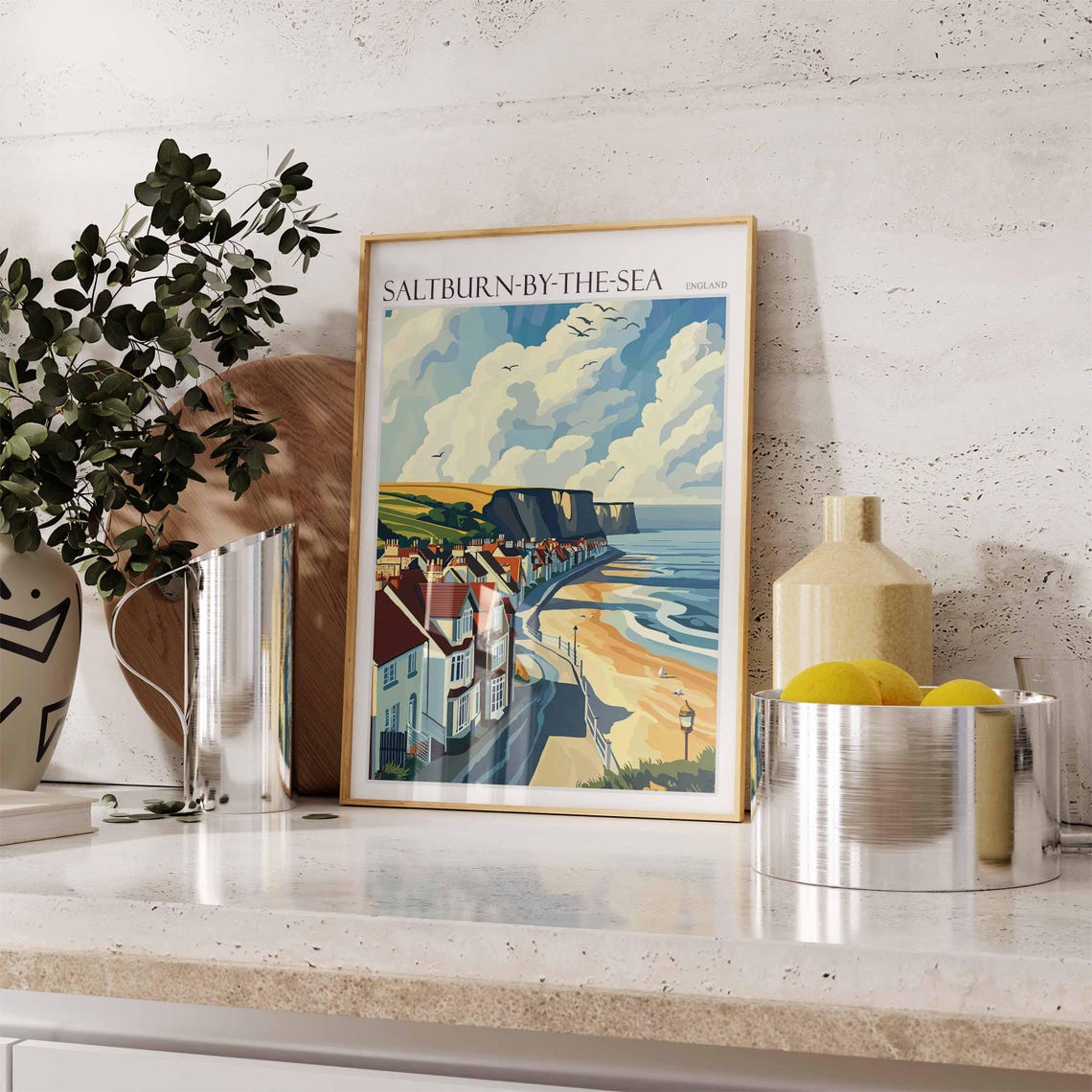 Saltburn By The Sea Poster Uk Travel Poster Coastal Wall Art British Art Uk Home Decor Vintage Seaside Poster Saltburn By The Sea Art - Image 3