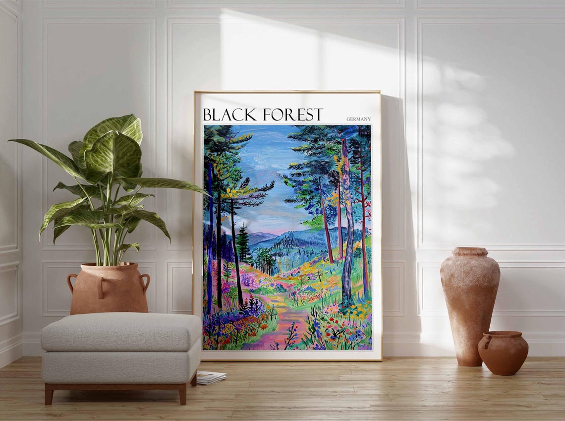 Black Forest Germany Pine Trail With Colorful Wildflowers Poster - Image 2