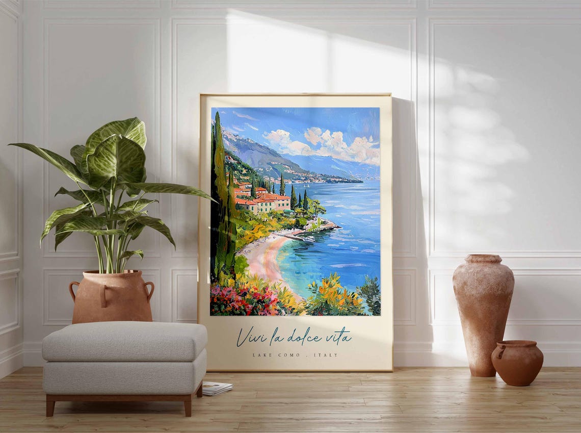 Lake Como Poster Italian Travel Print Lake Como Travel Art Lake Como Wall Art Italy Art Italy Travel Decor Italian Travel Gift - Image 3