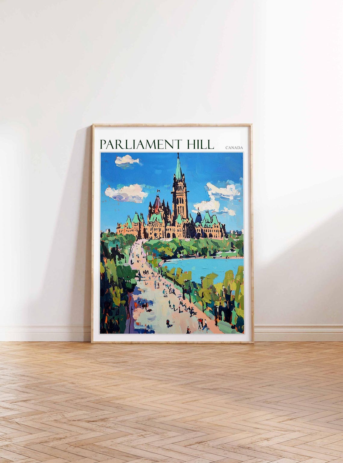 Parliament Hill Canada Grand Avenue Crowds Blue Sky Painting Poster - Image 2