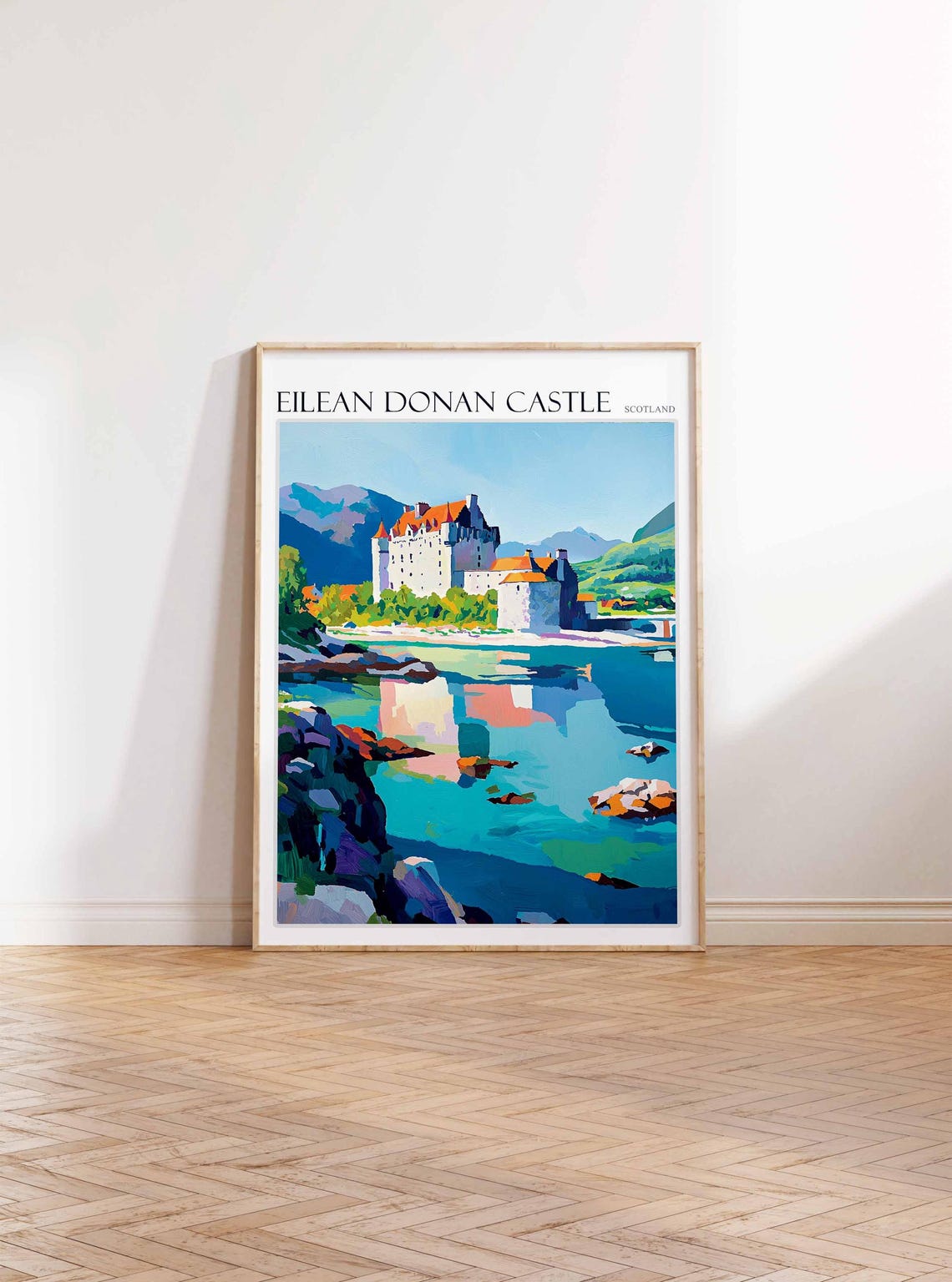 Eilean Donan Castle Scotland Turquoise Loch Flat Colorful Art Poster - Image 3
