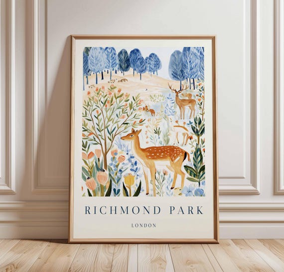 Richmond Park Travel Poster London Deer Print