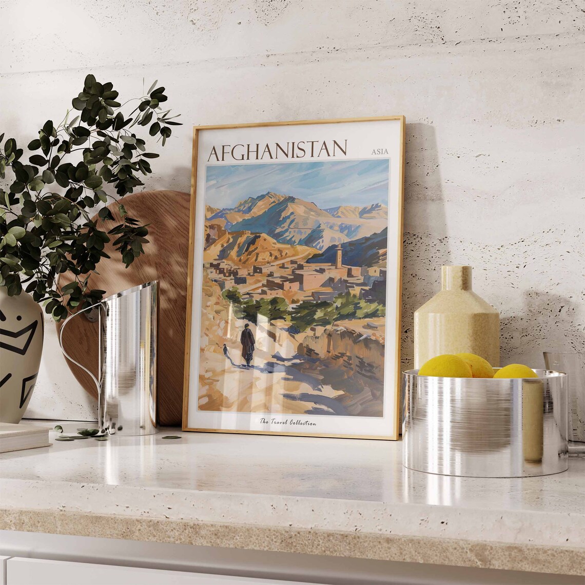 Afghanistan Asia Mountain Village Dirt Path Figure Travel Poster - Image 3