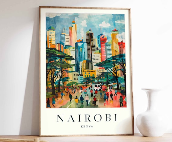 Nairobi Poster Nairobi Travel Print Kenya Wall Art Nairobi Travel Print Tropical Decor City Print Nairobi Gift Nairobi Travel Poster