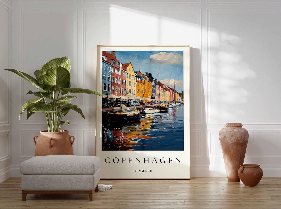 Copenhagen Denmark Nyhavn Harbor Colorful Houses Travel Poster - Image 3