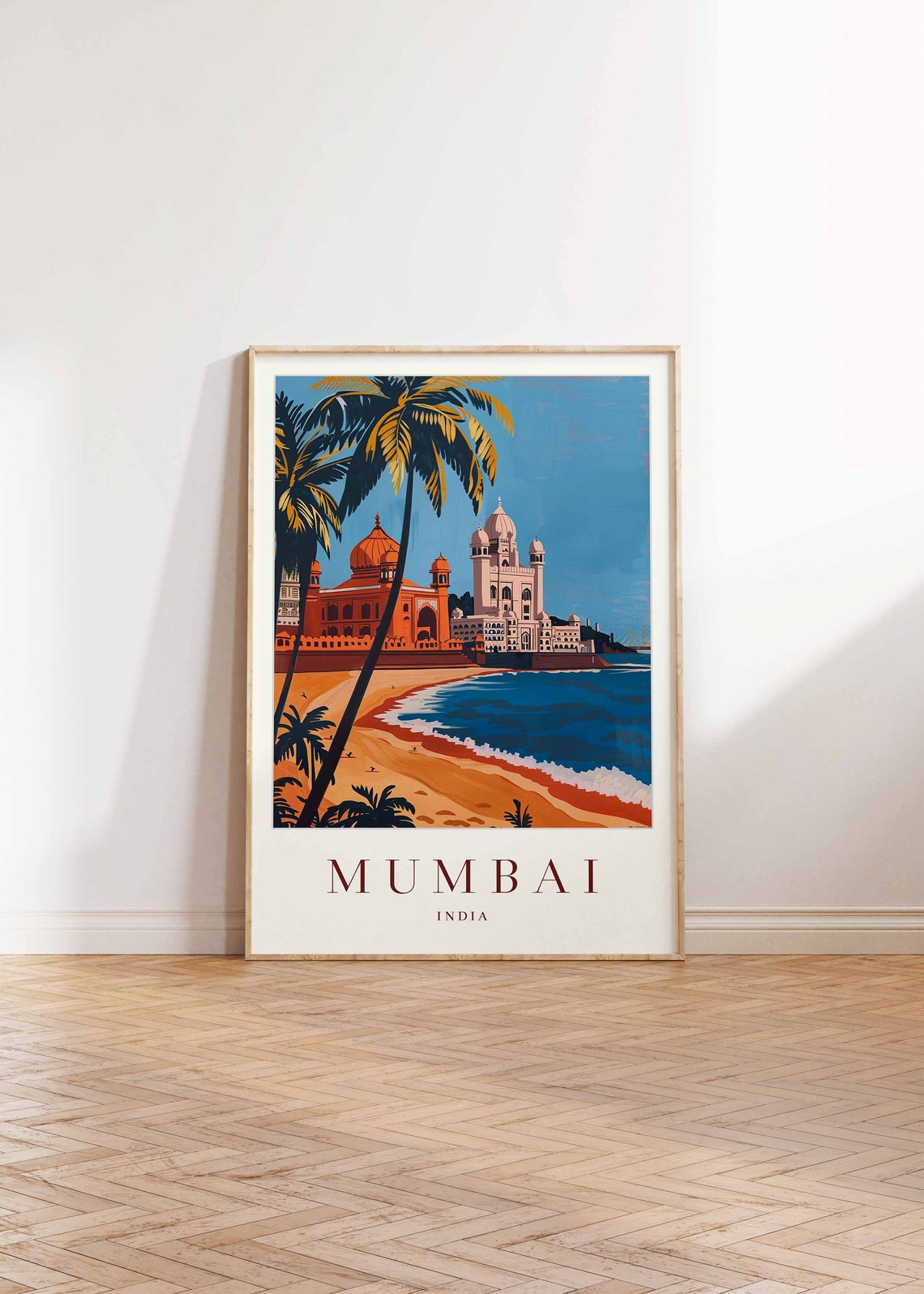 Mumbai India Historic Mosque On The Coast With Palms Travel Poster - Image 2