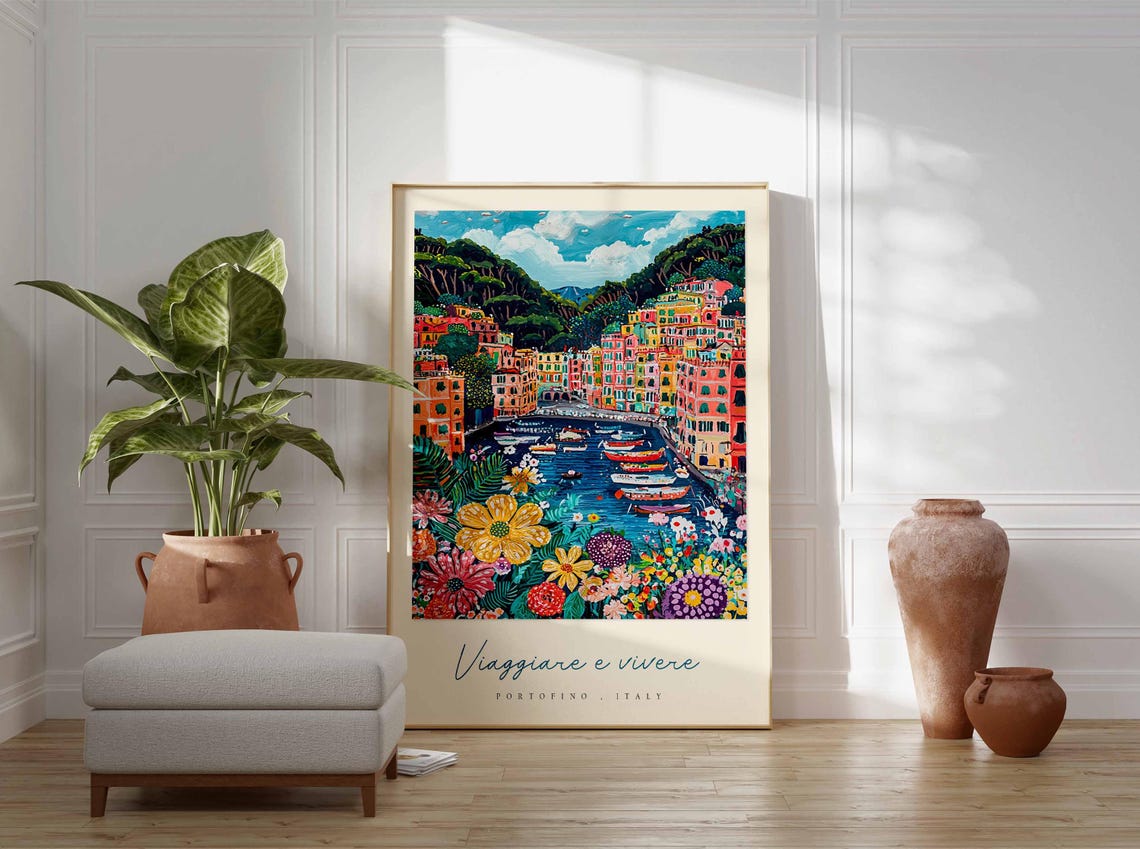 Portofino Poster Italian Travel Print Portofino Travel Art Portofino Wall Art Italy Art Italy Travel Decor Italian Travel Gift - Image 3