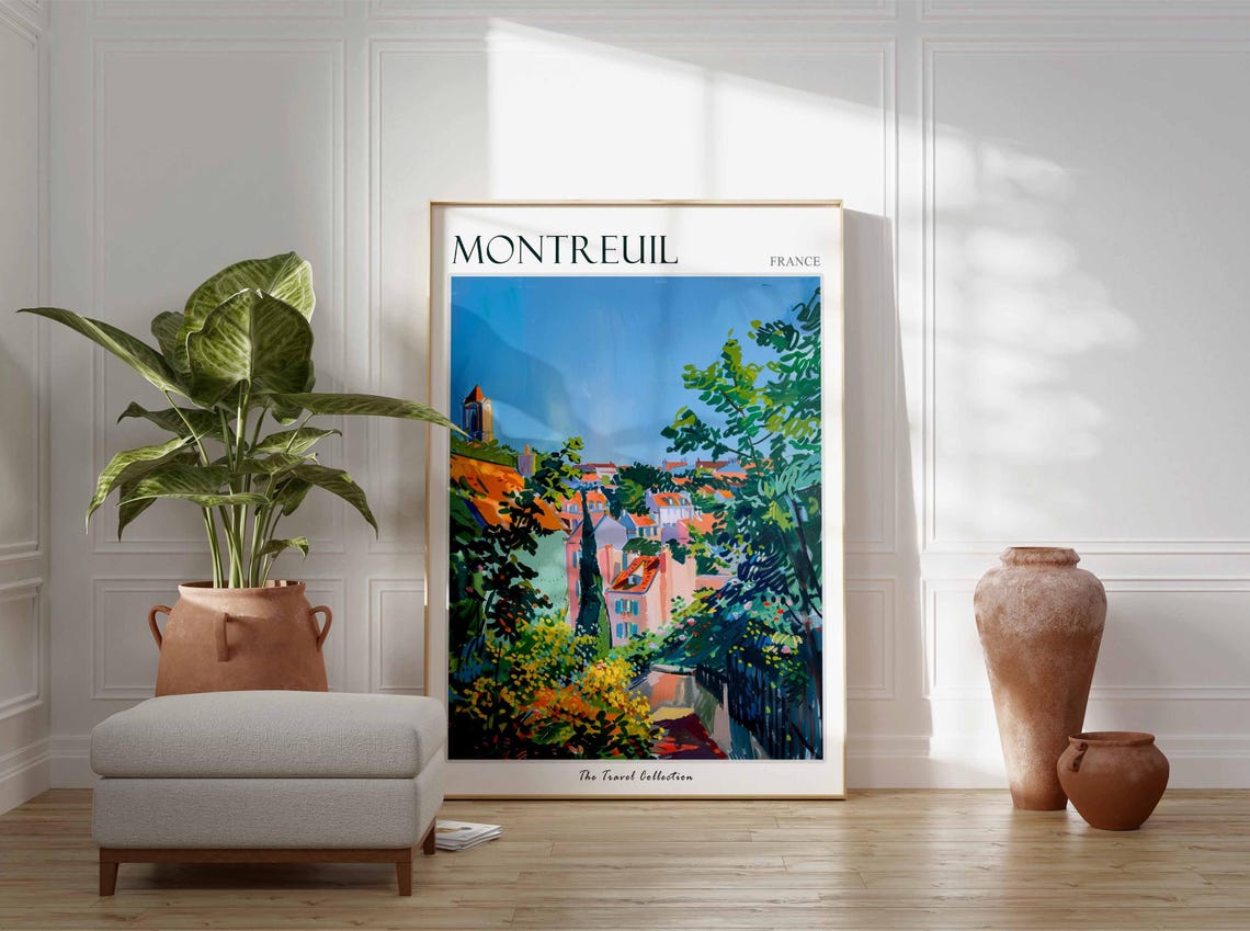 Montreuil Poster France Travel Print French Decor Europe Travel Poster European Wall Art Botanical Print Montreuil Travel Poster - Image 3