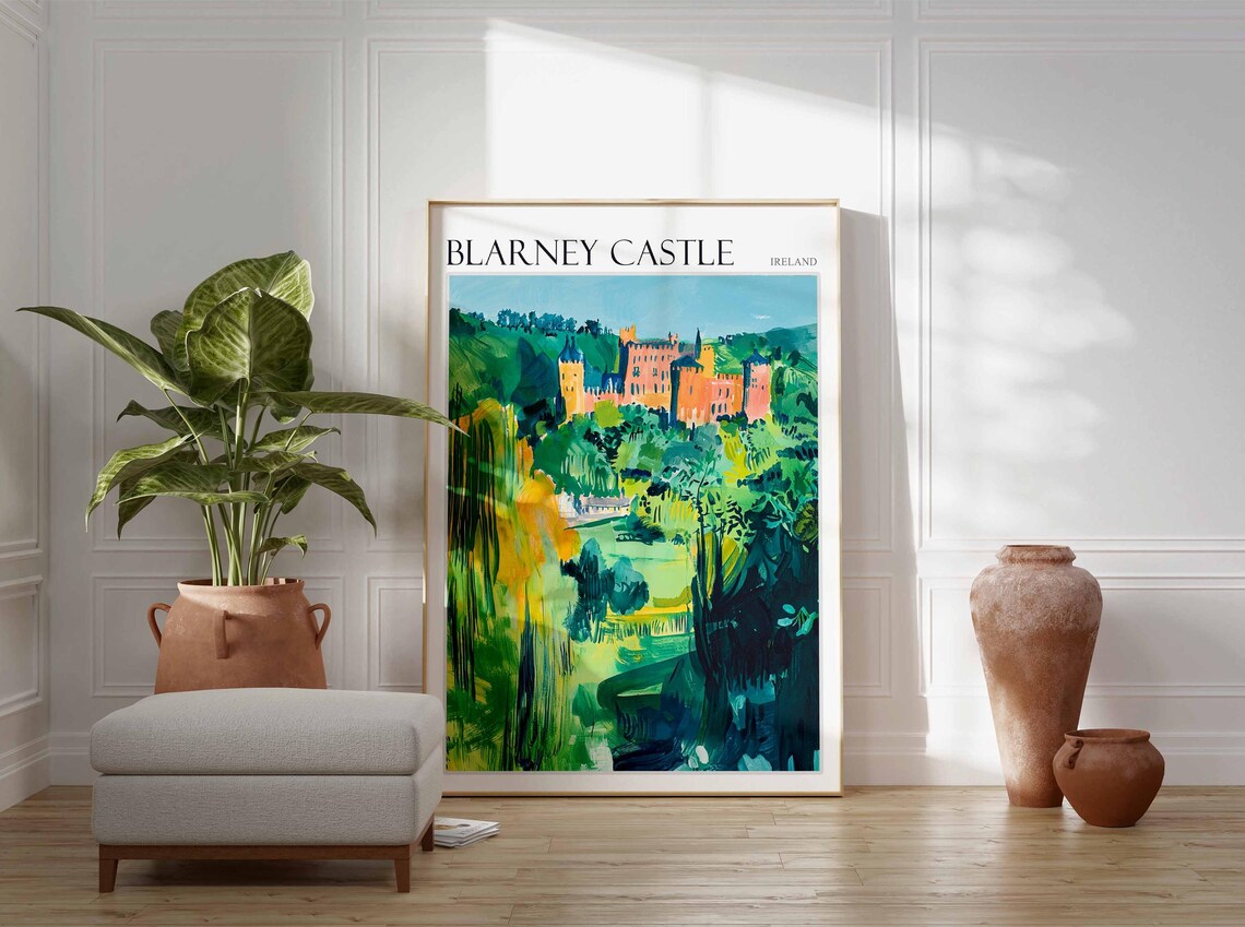 Blarney Castle Ireland Castle Over Green Hills Painting Poster - Image 2