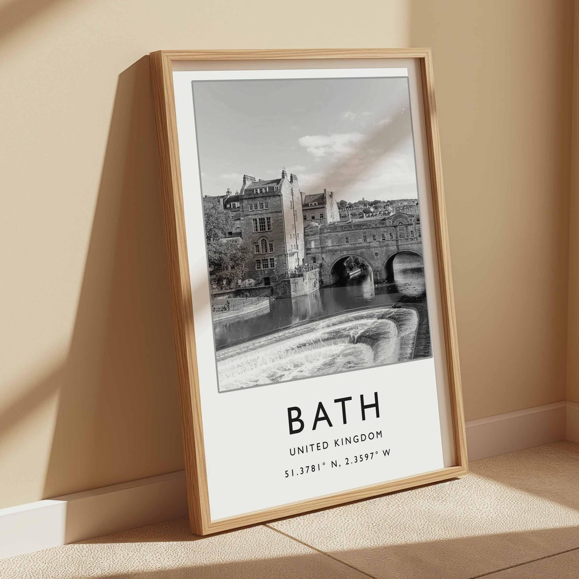 Bath United Kingdom Pulteney Bridge River Black White Photo Poster - Image 3