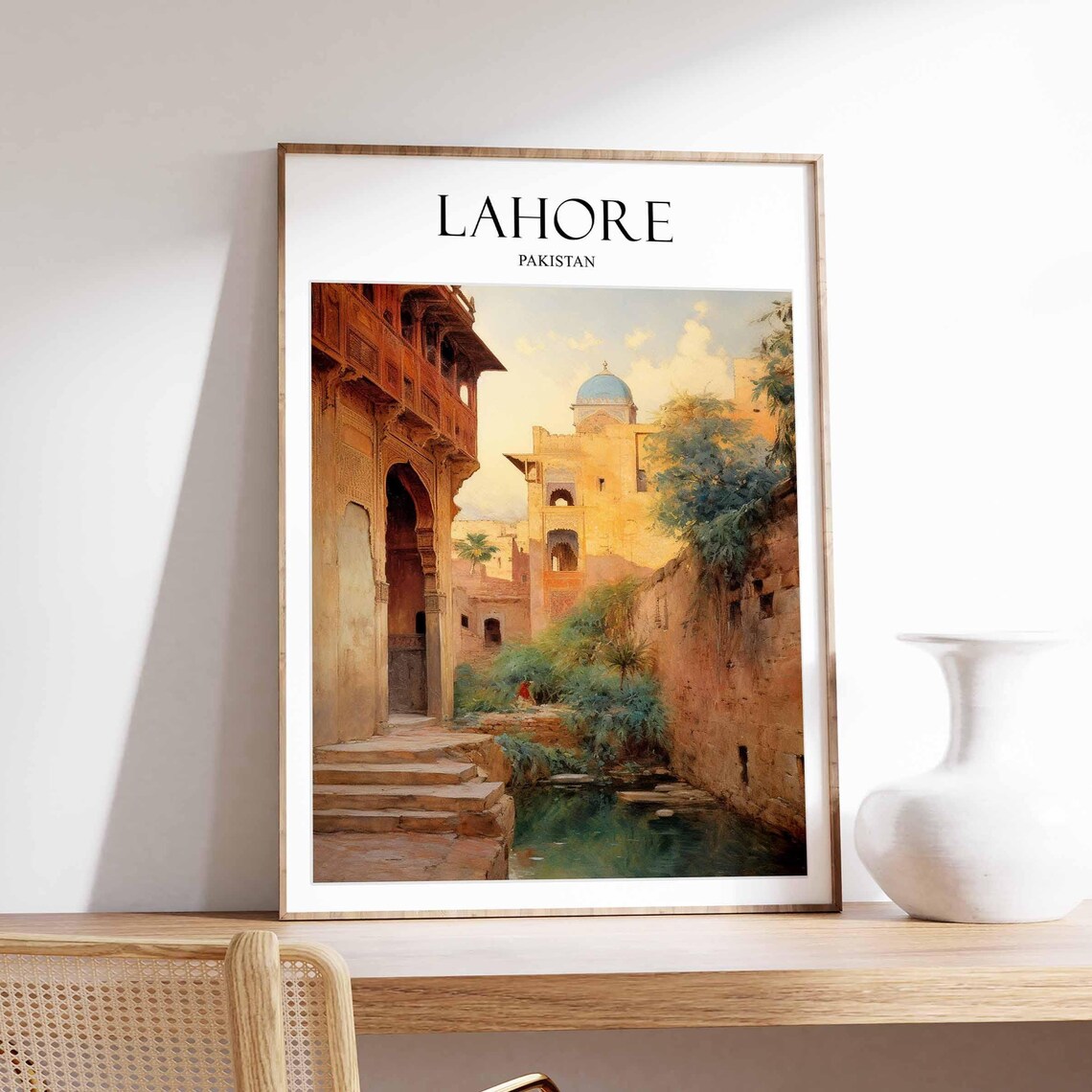 Lahore Travel Poster, Pakistan Botanical Art Print