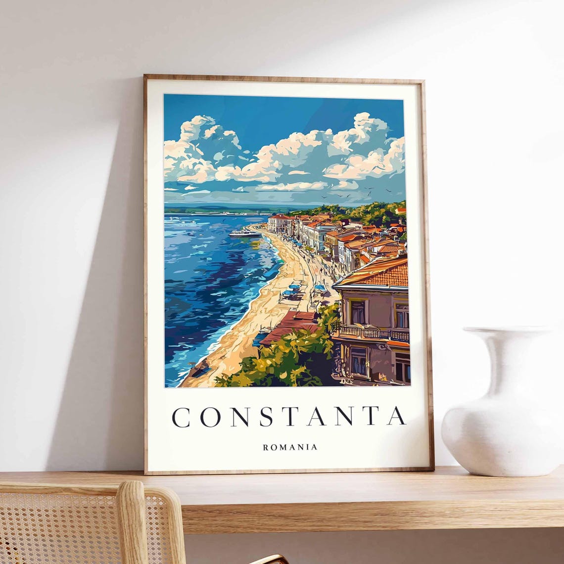 Constanta Romania Black Sea Beachfront Coastal Town Travel Poster