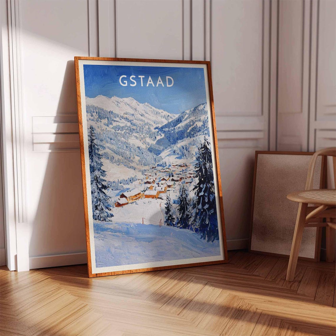 Gstaad Swiss Alpine Village Panorama Snowy Valley Peak Poster - Image 2