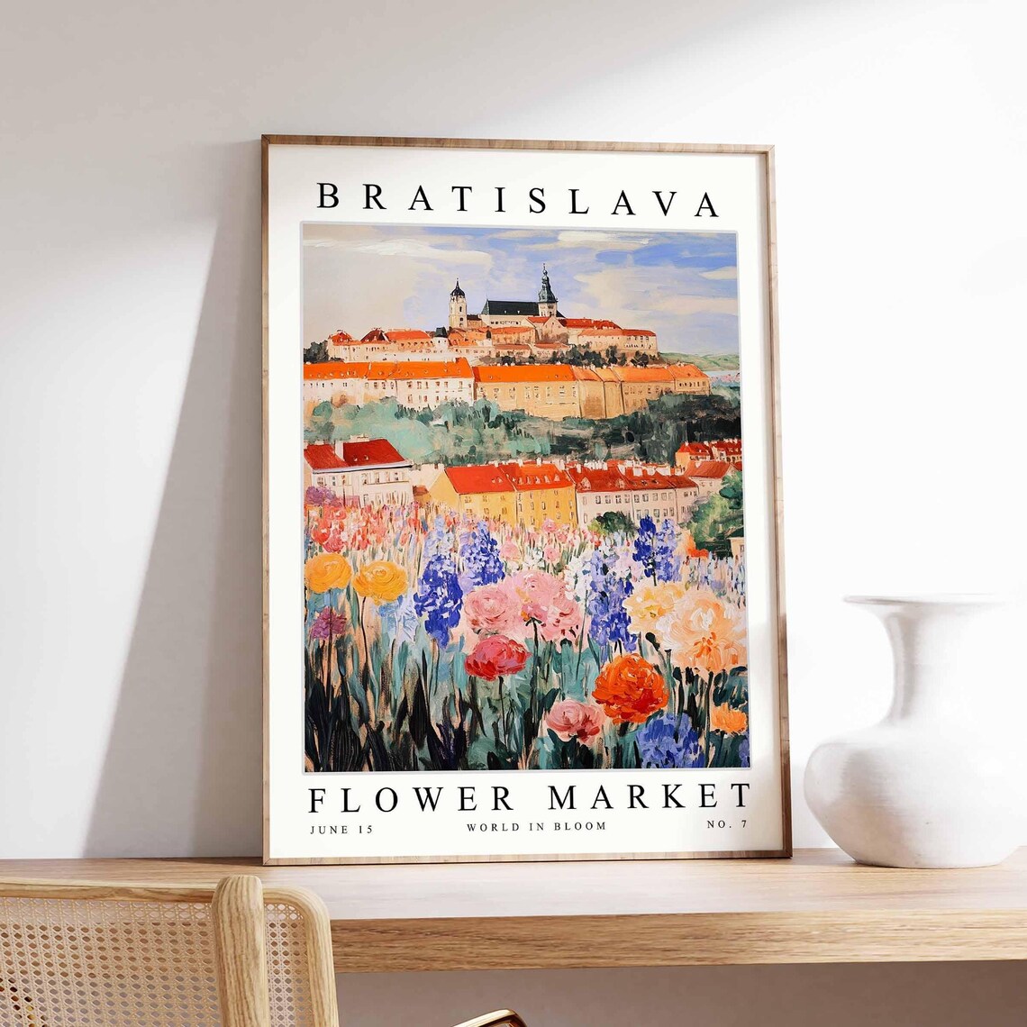 Bratislava Flower Market Castle Wildflower Field Colorful Poster
