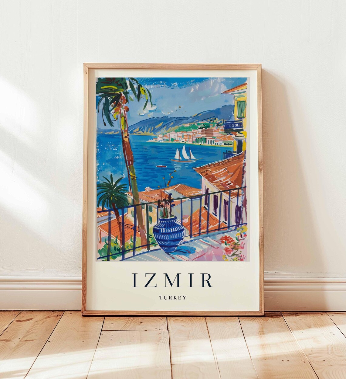 Izmir Turkey Travel Poster, Aegean Coast City