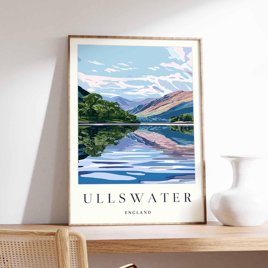 Ullswater England Lake District Mountain Mirror Reflection Poster