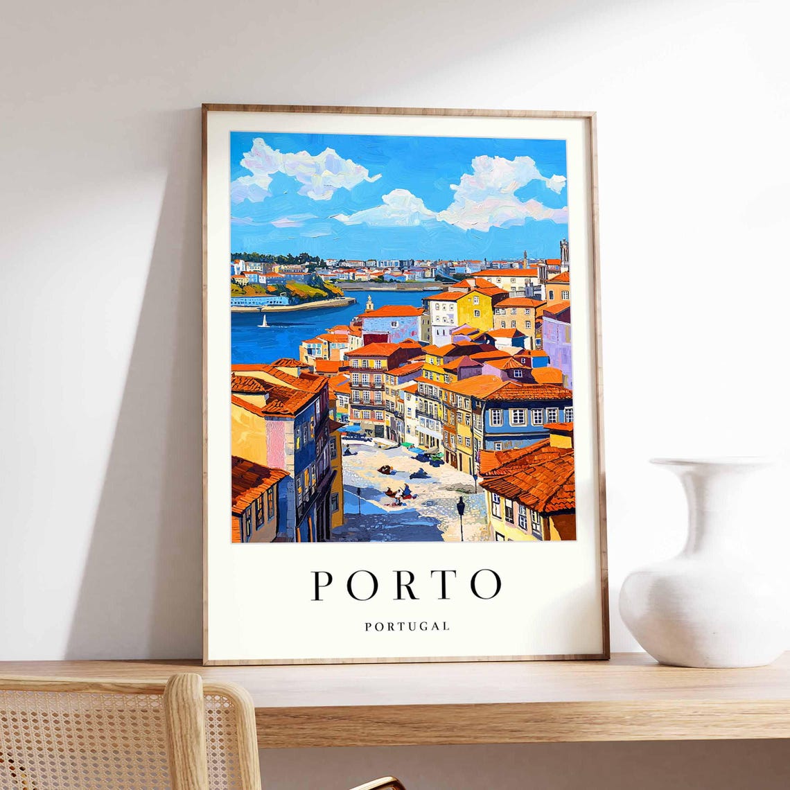 Porto Terracotta Rooftop Panorama Over the Douro River Poster