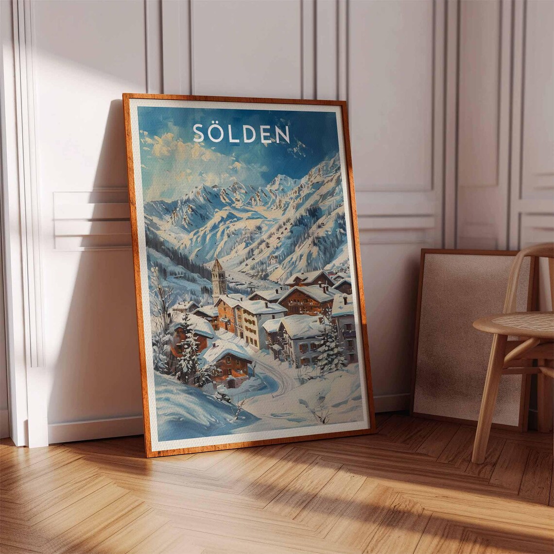 Sölden Austria Watercolor Village Church Glacier Peaks Poster - Image 3
