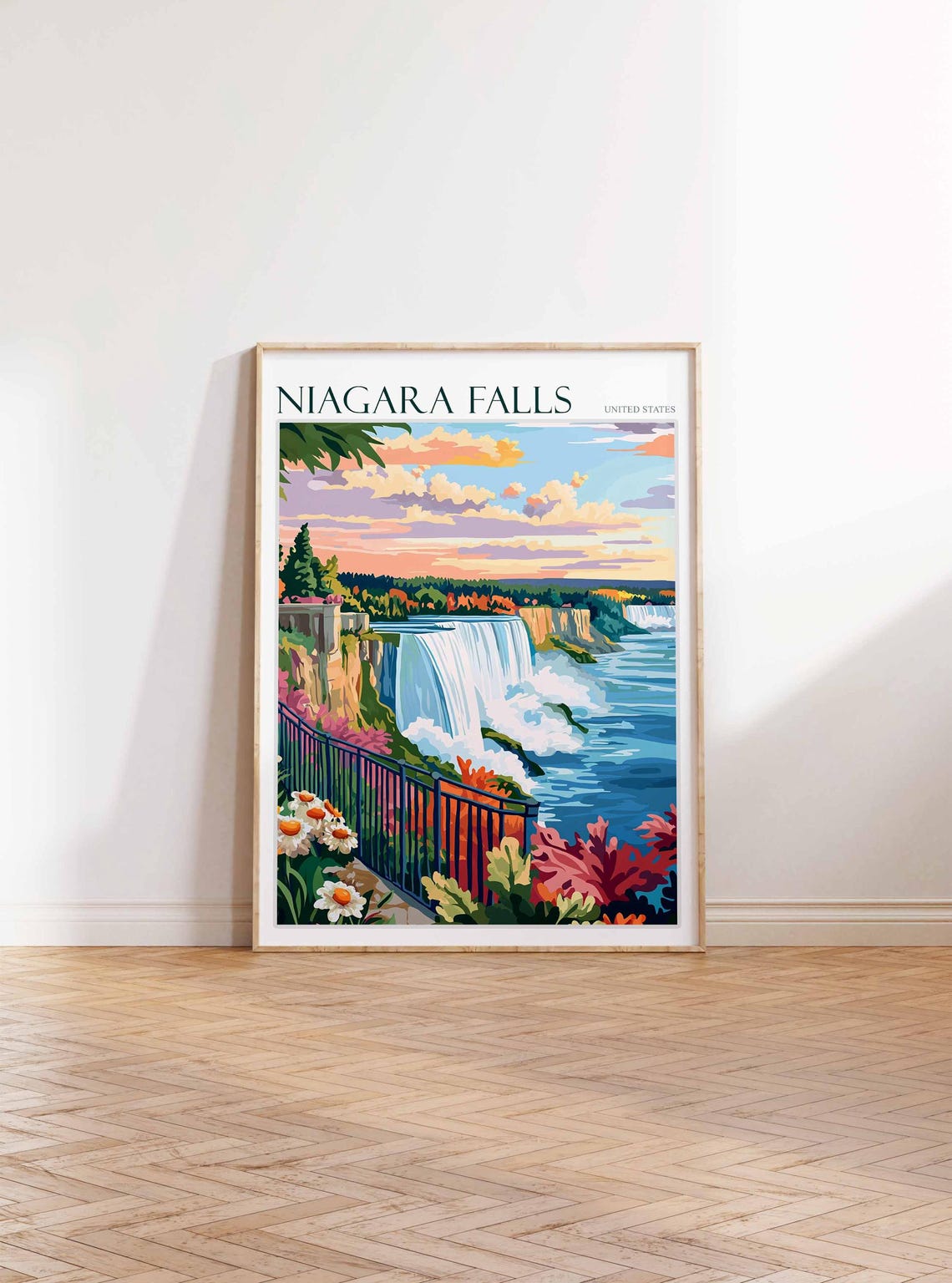 Niagara Falls Poster Niagara Falls Travel Print United States Travel Poster Travel Art Travel Poster United States Wall Art - Image 2