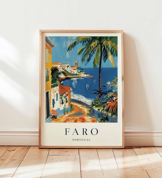 Faro Portugal Travel Poster Algarve Coastal City Art Print