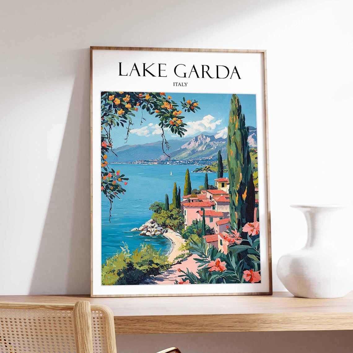 Lake Garda Italy Citrus Grove Lake View Vintage Travel Poster