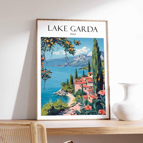 Lake Garda Italy Citrus Grove Lake View Vintage Travel Poster