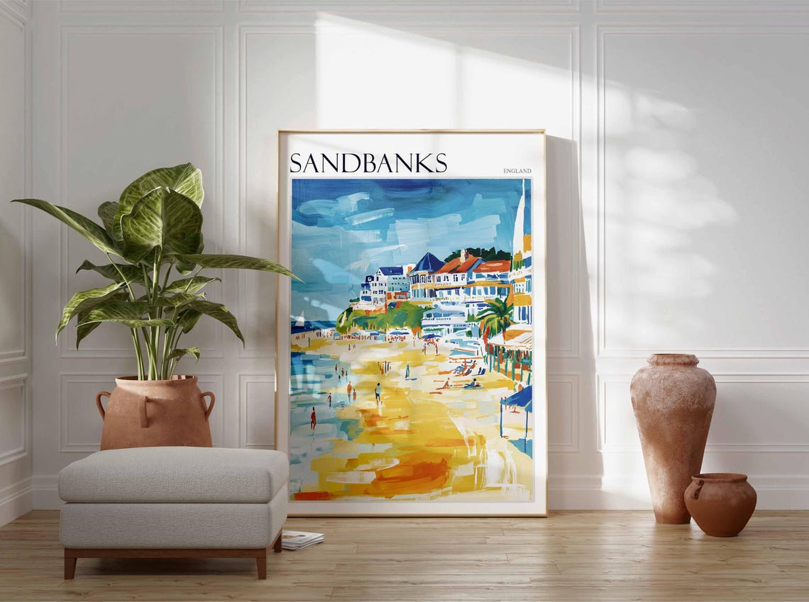 Sandbanks Poster Uk Travel Poster Coastal Wall Art Beach Poster Uk Home Decor Dorset Poster Sandbanks Travel Print Sandbanks Wall Art - Image 2