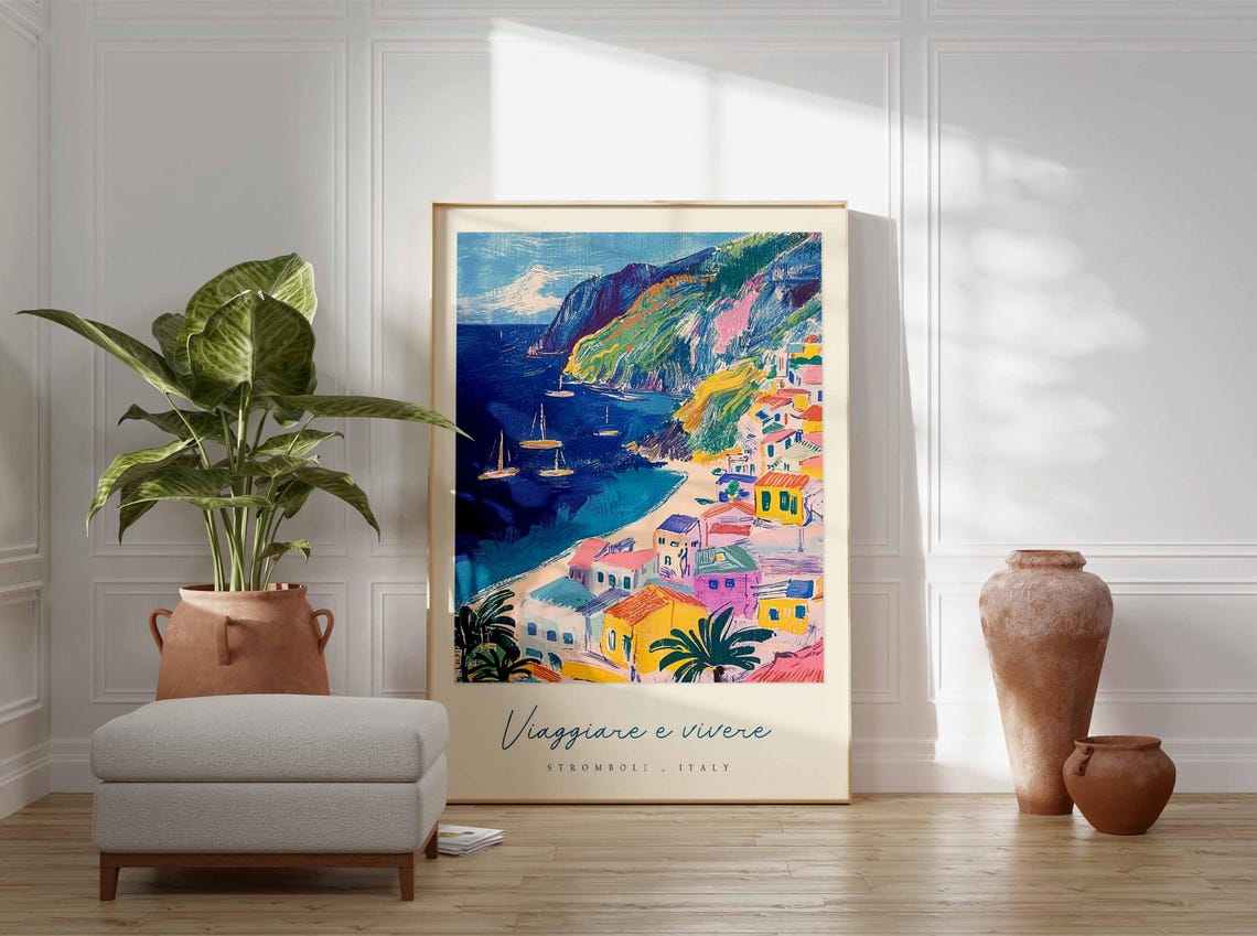 Stromboli Poster Italian Travel Print Stromboli Travel Art Stromboli Wall Art Italy Art Italy Travel Decor Italian Travel Gift - Image 3