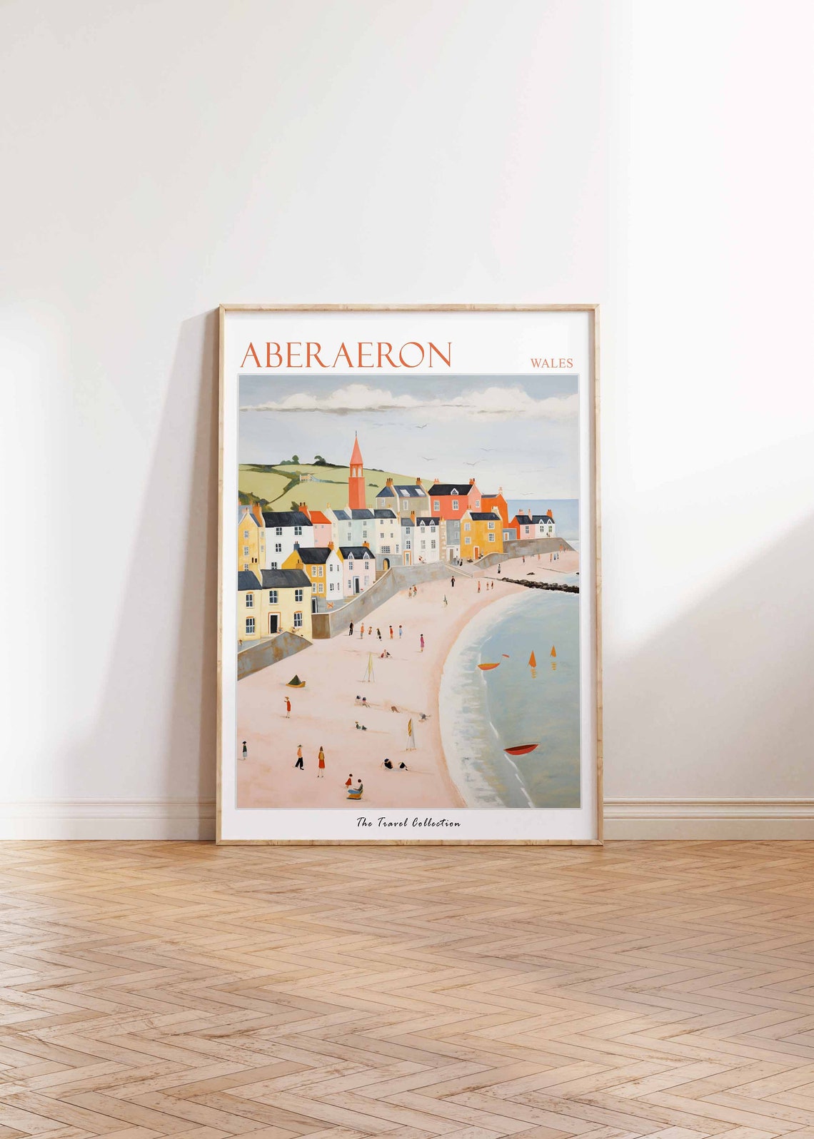 Aberaeron Wales Pastel Harbor Town Beach Seaside Coast Travel Poster - Image 3