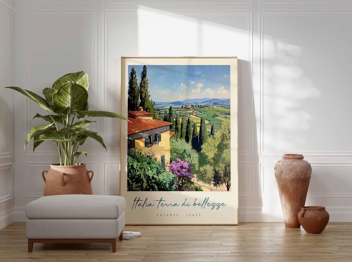 Chianti Italy Terra di Bellezze Cypress Villa Gardens Poster - Image 3