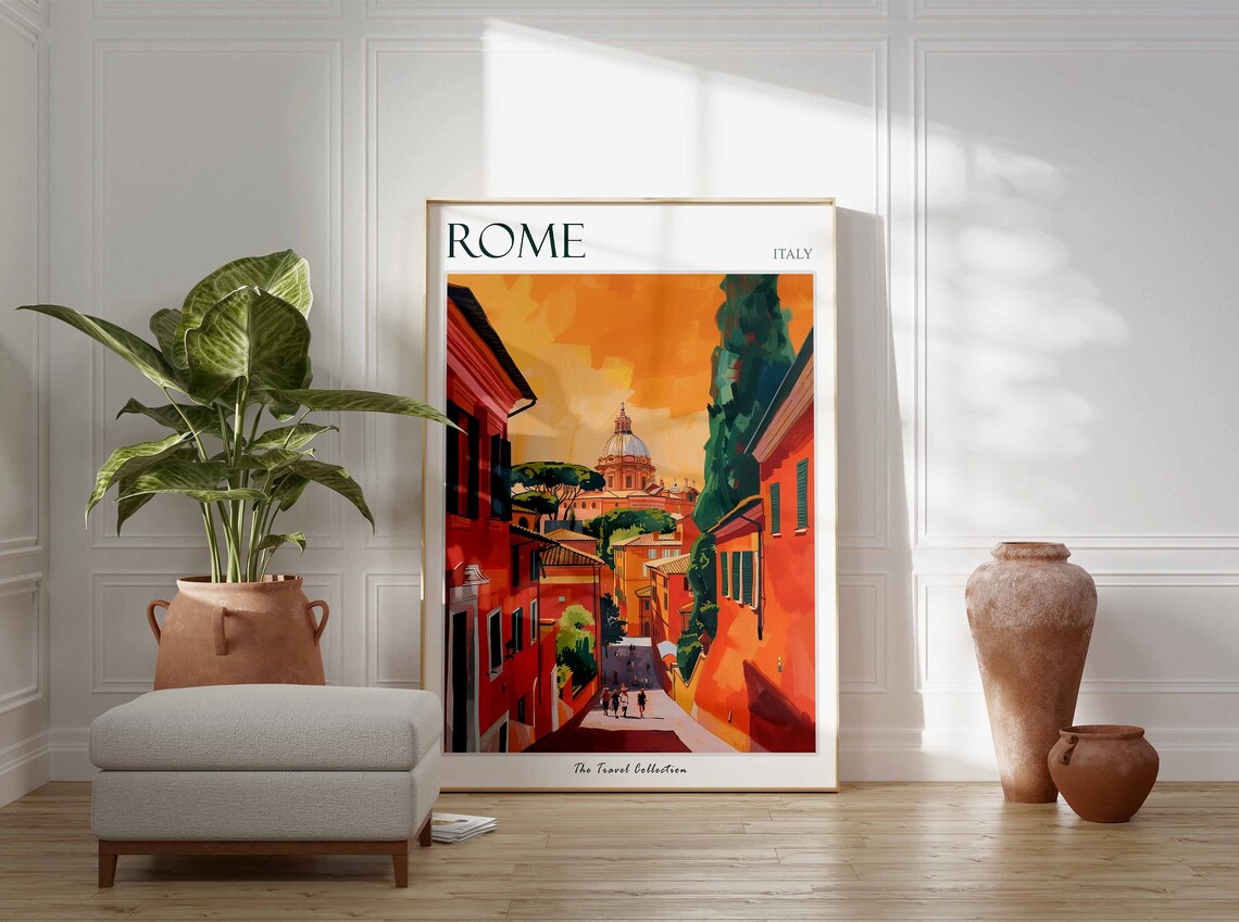Rome Poster Rome Travel Print Tropical Decor City Wall Art Italian Decor Italy Travel Print Rome Gift Rome Travel Poster - Image 3