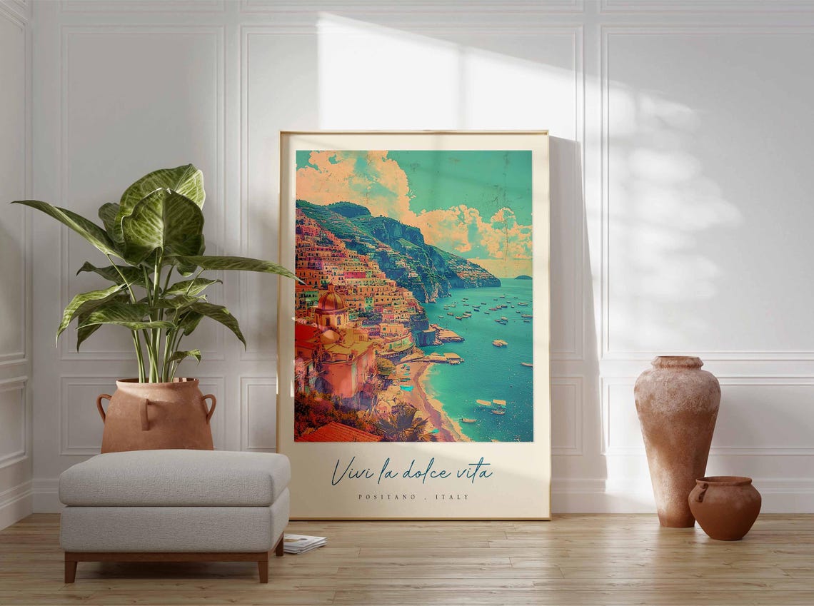 Positano Poster Italian Travel Print Positano Travel Art Positano Wall Art Italy Art Italy Travel Decor Italian Travel Gift - Image 3