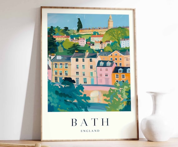 Bath Poster Bath Travel Print England Wall Art British Travel Print Tropical Decor City Print Bath Gift Bath Travel Poster