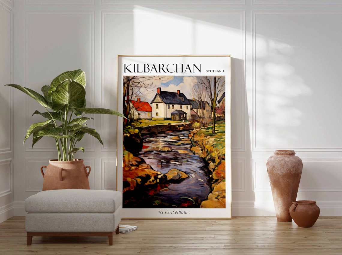 Kilbarchan Poster Kilbarchan Travel Print Scotland Travel Poster Scottish Decor Tropical Decor Sea Print Kilbarchan Travel Poster - Image 3