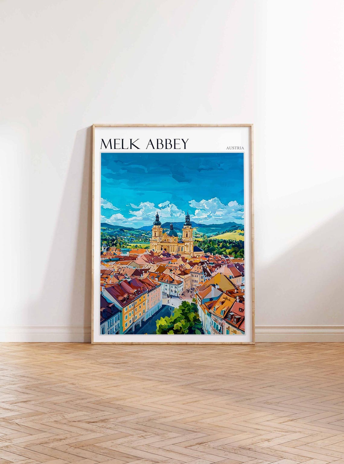 Melk Abbey Austria Aerial Panorama Under Dramatic Sky Travel Poster - Image 4