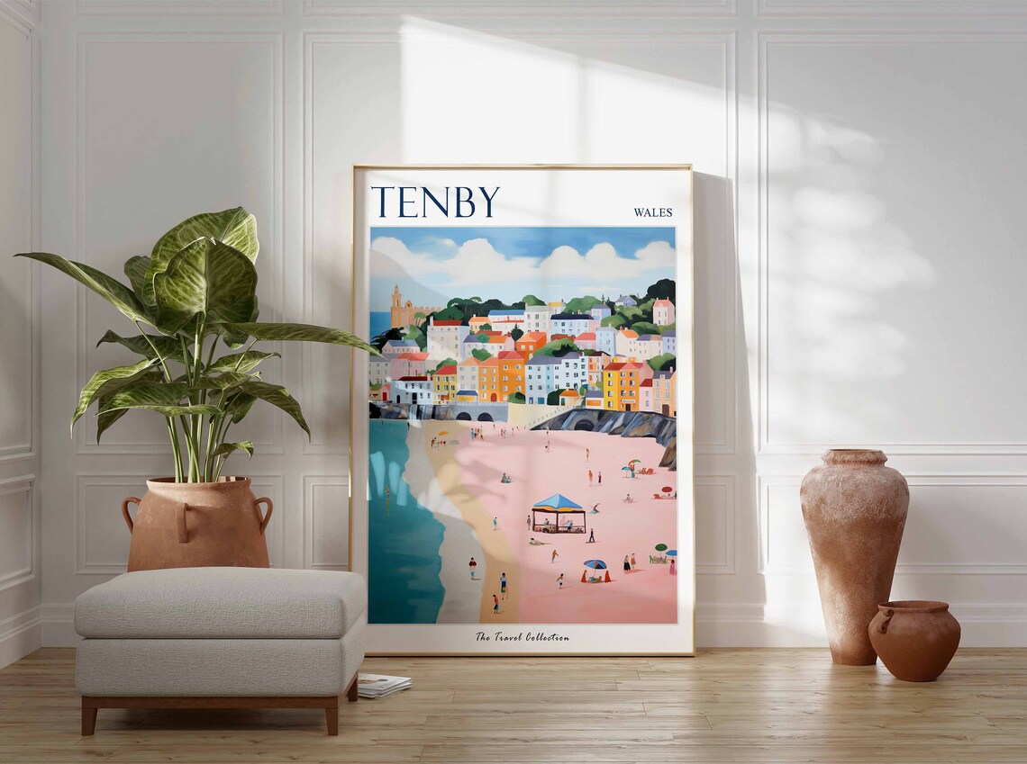 Tenby Travel Poster, Welsh Coastal Decor Print - Image 2