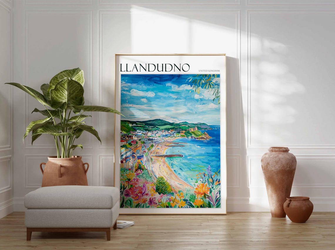 Llandudno Poster Wales Poster Uk Travel Print Coastal Wall Art British Decor Wales Travel Print Beach House Decor Llandudno Wales Art - Image 3