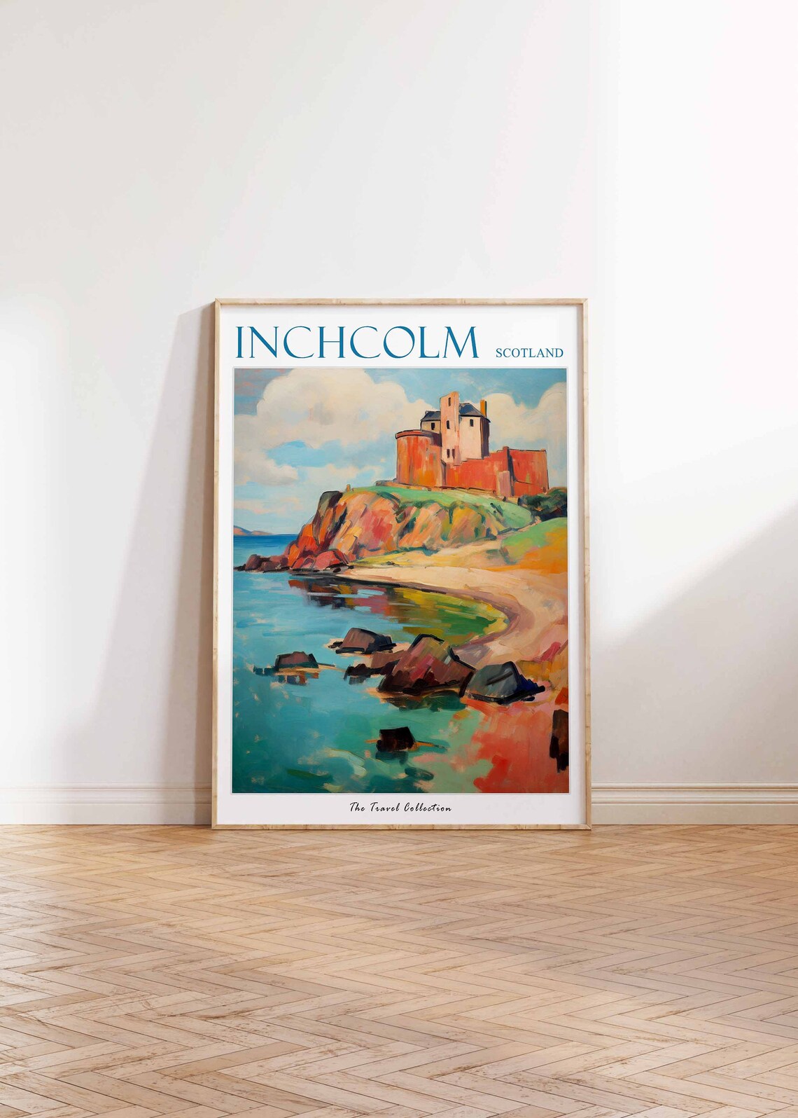Inchcolm Scotland Rocky Bay Castle Ruin Turquoise Sea Poster - Image 2