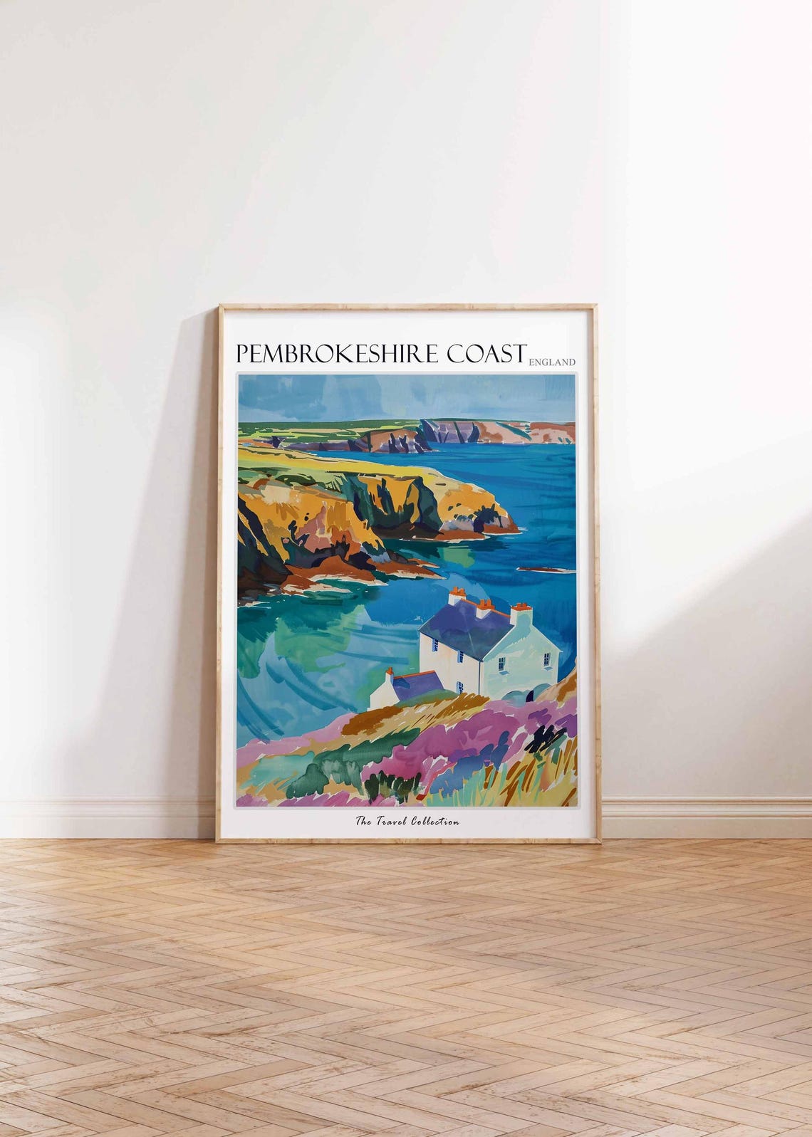 Pembrokeshire Coast Cottage Heather Cliffs Turquoise Sea Poster - Image 2