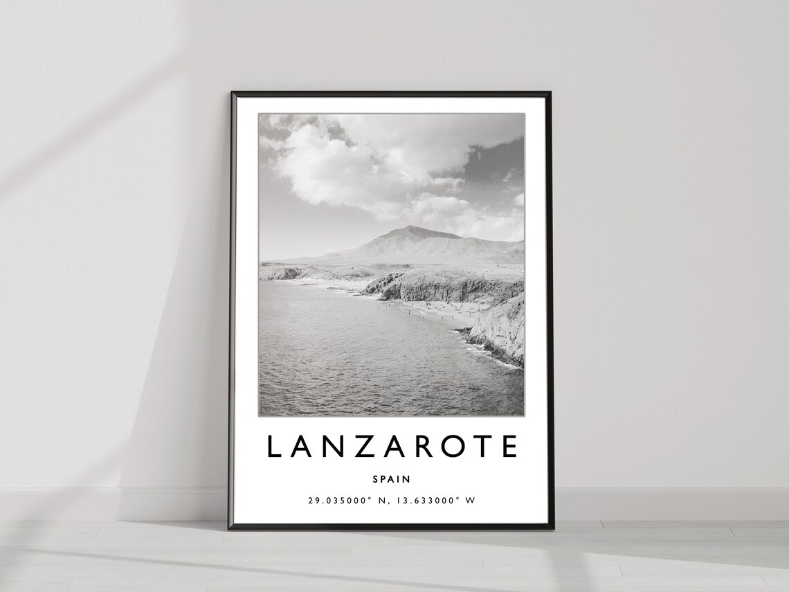 Lanzarote Spain Travel Poster, Black and White Art Print - Image 3