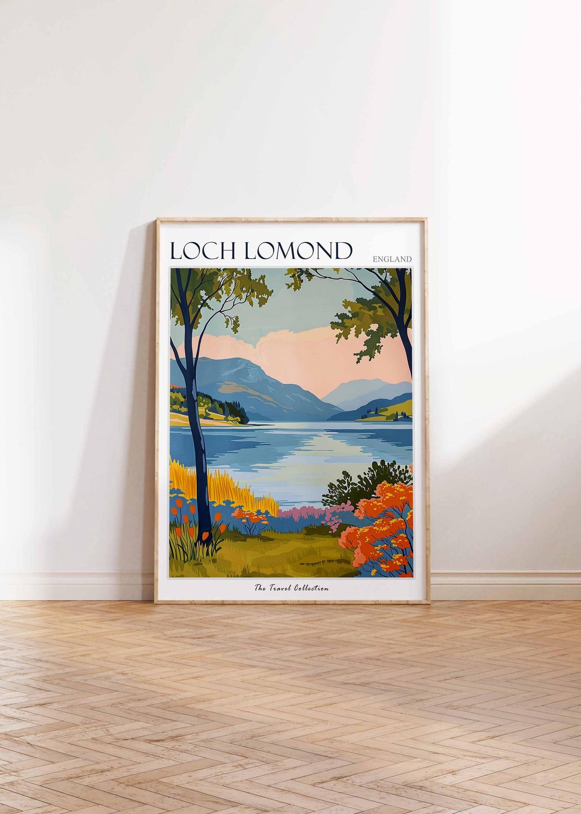 Loch Lomond England Retro Lakeside Trees Autumn Colors Poster - Image 2