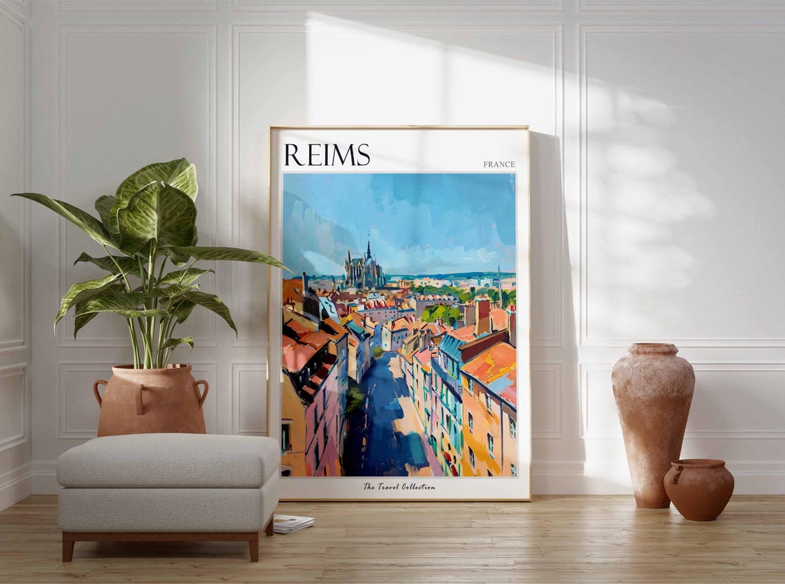 Reims Poster France Travel Print French Decor Europe Travel Poster European Wall Art City Print Reims Gift Reims Travel Poster - Image 3