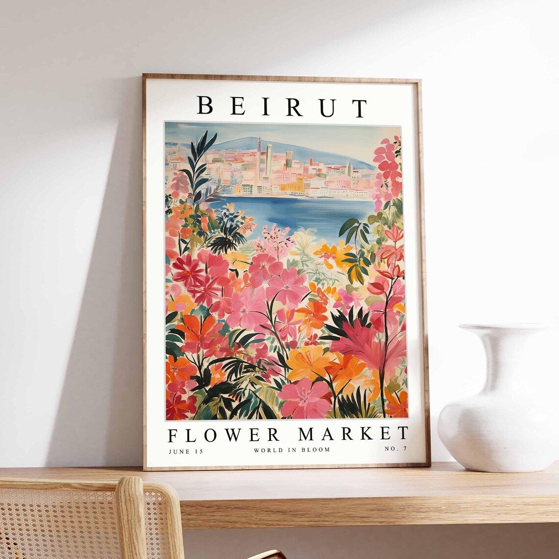 Beirut Flower Market Coral Wildflower Meadow Bay City Poster No 7 Art