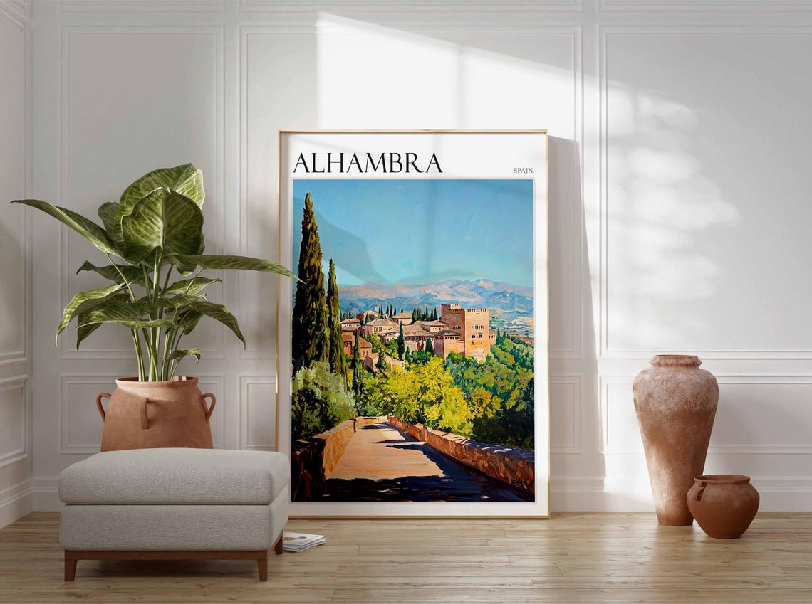 Alhambra Poster Spain Travel Print Spanish Decor Europe Travel Poster European Wall Art Alhambra Gift Alhambra Travel Poster - Image 2