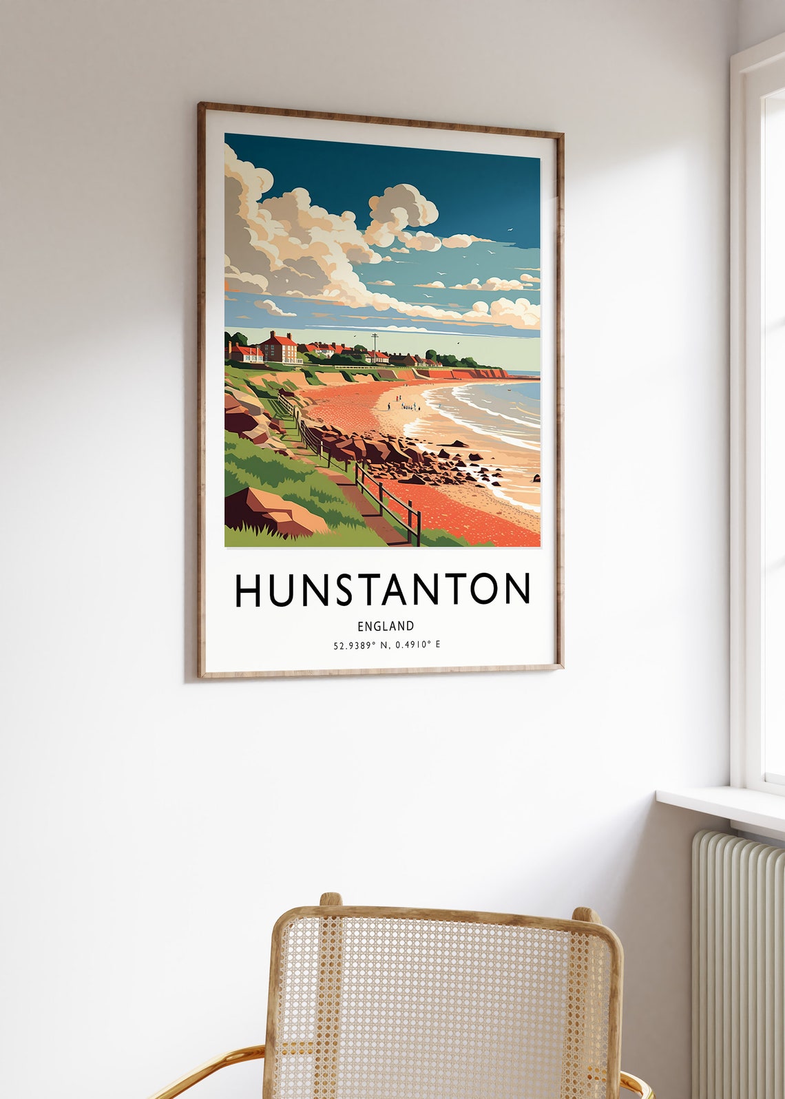 Hunstanton Travel Poster Hunstanton Travel Print Uk Seaside Travel Art Travel Poster Colourful Travel Art Cultural Decor - Image 2