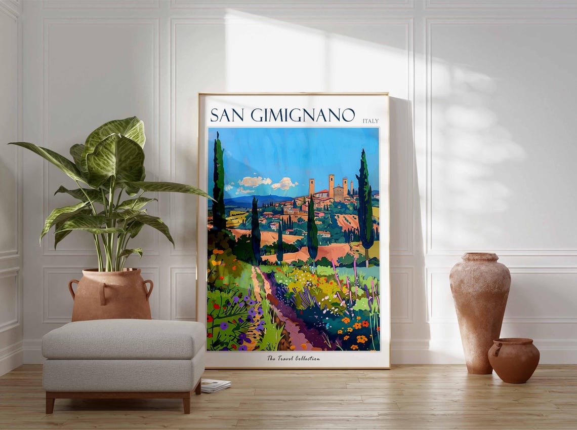 San Gimignano Poster Italy Travel Print Italian Decor Europe Travel Poster San Gimignano Gift San Gimignano Travel Poster - Image 2
