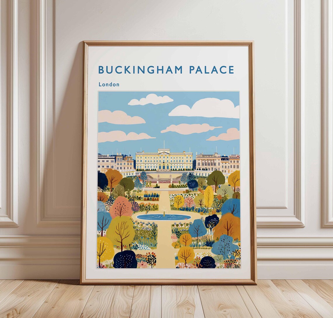Buckingham Palace Travel Poster, London Royal Landmark
