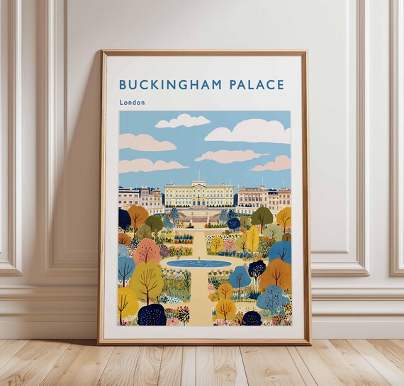 Buckingham Palace Travel Poster, London Royal Landmark