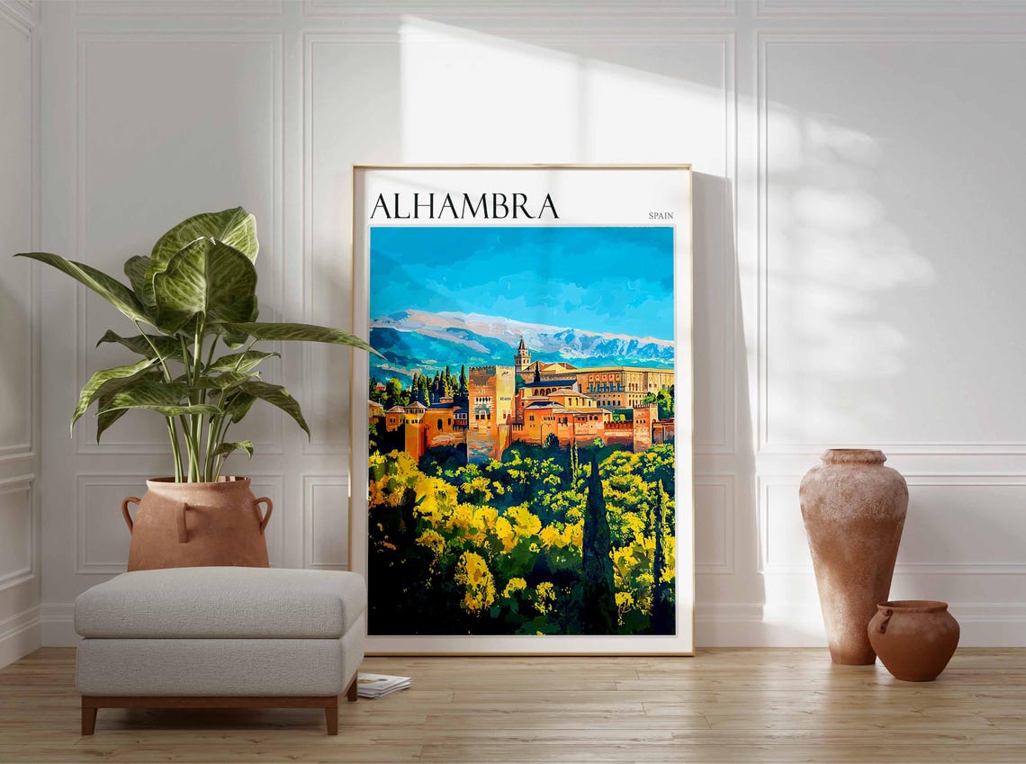 Alhambra Poster Spain Travel Print Spanish Decor Europe Travel Poster European Wall Art Alhambra Gift Alhambra Travel Poster - Image 2