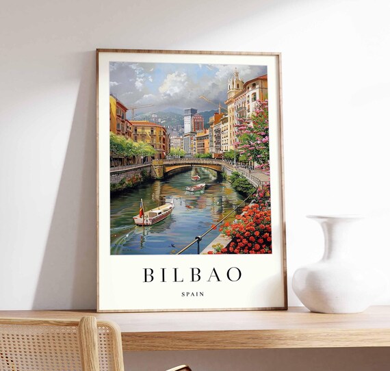Bilbao Poster Spain Print Wall Art Guggenheim Museum Basque Country Skyline Travel